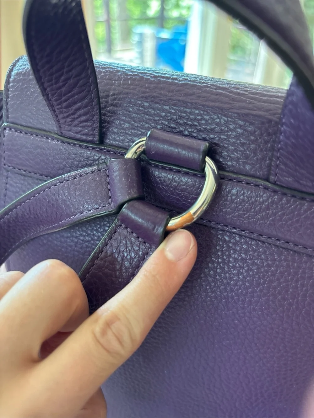 COACH Kleo Backpack Purple Leather Vintage Bag with Silver Buckle